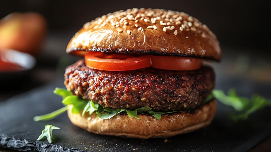 Moving Mountains® Burger (Veganer Burger rein pflanzlich) - Serviervorschlag
